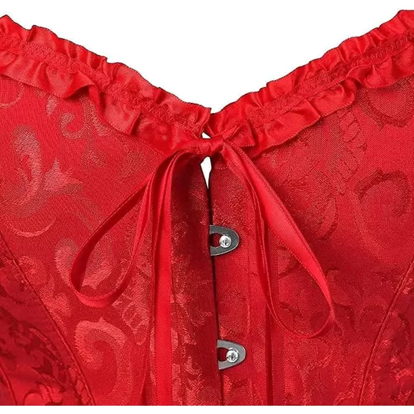 SZIVYSHI Corset Tops for Women Bustier Shapewear Lingerie Lace Waist Push Up BodysuitRed