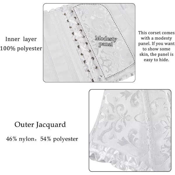 SZIVYSHI Corset Tops for Women Bustier Shapewear Lingerie Lace Waist Push Up BodysuitWhite