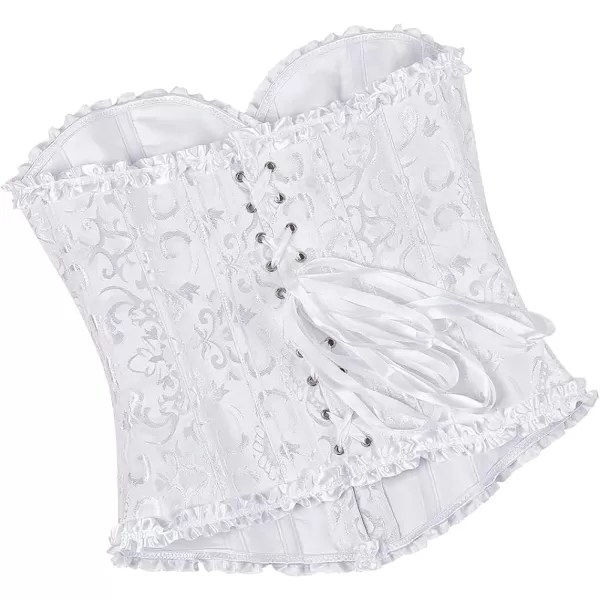 SZIVYSHI Corset Tops for Women Bustier Shapewear Lingerie Lace Waist Push Up BodysuitWhite