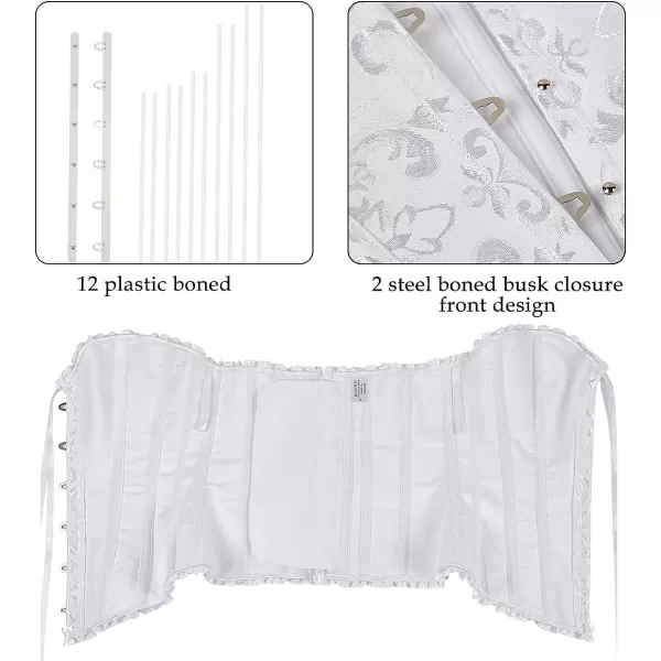 SZIVYSHI Corset Tops for Women Bustier Shapewear Lingerie Lace Waist Push Up BodysuitWhite