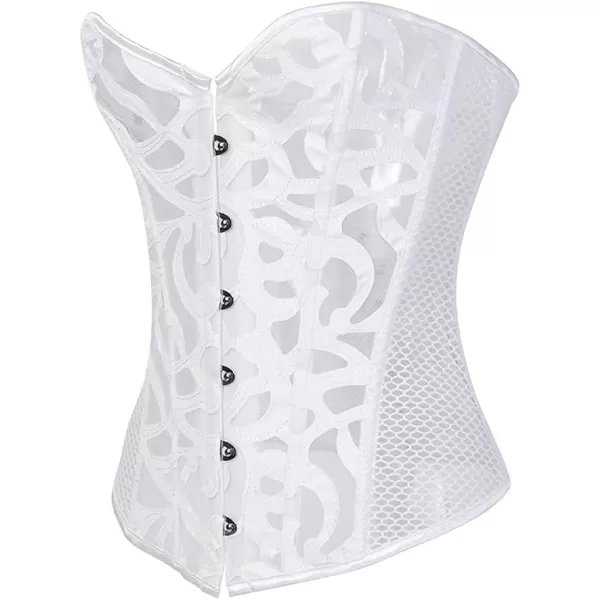 SZIVYSHI Corset Tops for Women Bustier Shapewear Lingerie Lace Waist Push Up BodysuitWhite 7473