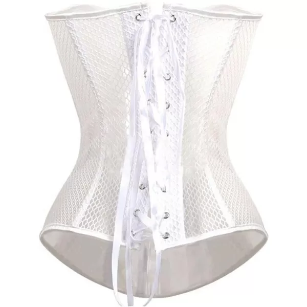 SZIVYSHI Corset Tops for Women Bustier Shapewear Lingerie Lace Waist Push Up BodysuitWhite 7473