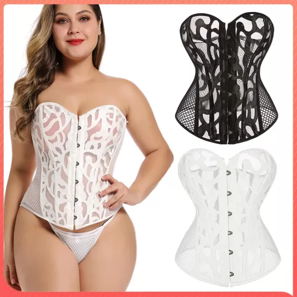 SZIVYSHI Corset Tops for Women Bustier Shapewear Lingerie Lace Waist Push Up BodysuitWhite 7473