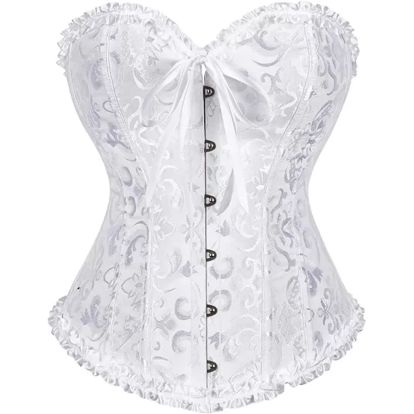 SZIVYSHI Corset Tops for Women Bustier Shapewear Lingerie Lace Waist Push Up BodysuitWhite
