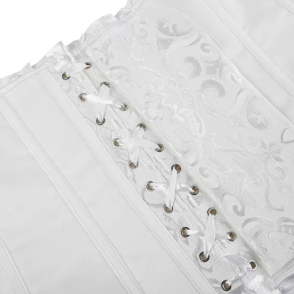 SZIVYSHI Corset Tops for Women Bustier Shapewear Lingerie Lace Waist Push Up BodysuitWhite Corset With Skirt