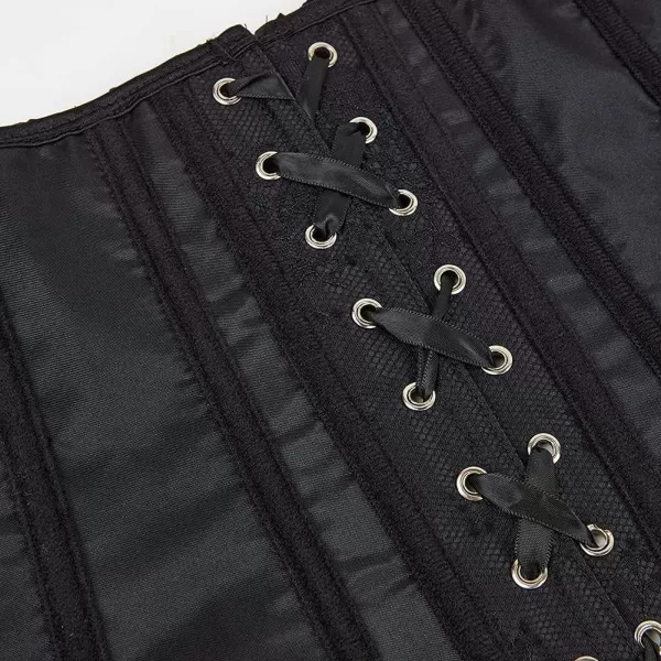SZIVYSHI Corset Tops for Women with Sleeves Bustier Overbust Lace Up Bodice LingerieBlack 1904