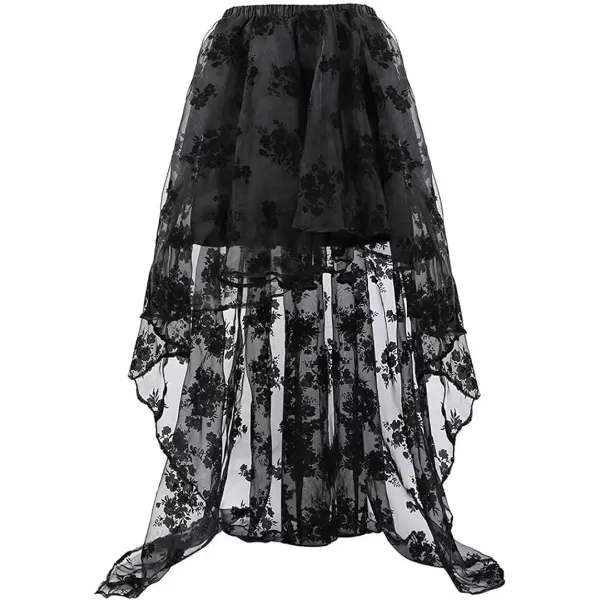 SZIVYSHI Corset Tops for Women with Sleeves Bustier Overbust Lace Up Bodice LingerieBlack Corset With Skirt
