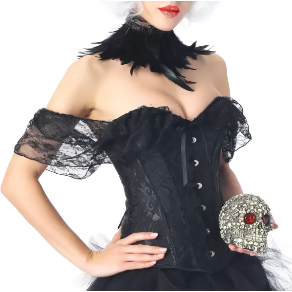SZIVYSHI Corset Tops for Women with Sleeves Bustier Overbust Lace Up Bodice LingerieBlack Top