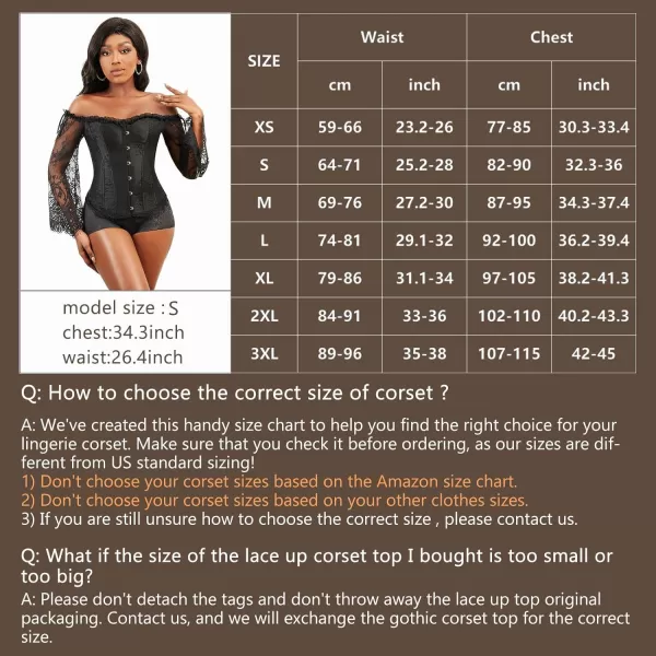 SZIVYSHI Corset Tops for Women with Sleeves Bustier Overbust Lace Up Bodice LingerieGreen