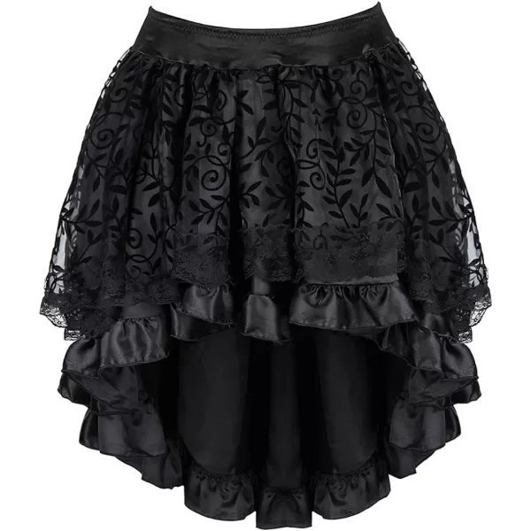 SZIVYSHI Corset Tops for Women with Sleeves Bustier Overbust Lace Up Bodice LingerieGreen Corset With Ruffled Skirt