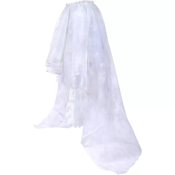 SZIVYSHI Corset Tops for Women with Sleeves Bustier Overbust Lace Up Bodice LingerieWhite Corset With Skirt