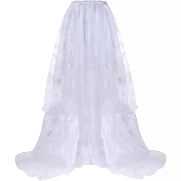 SZIVYSHI Corset Tops for Women with Sleeves Bustier Overbust Lace Up Bodice LingerieWhite Corset With Skirt