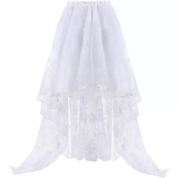 SZIVYSHI Corset Tops for Women with Sleeves Bustier Overbust Lace Up Bodice LingerieWhite Corset With Skirt