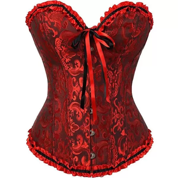 SZIVYSHI Corset Tops for Women Bustier Shapewear Lingerie Lace Waist Push Up BodysuitBlack amp Red
