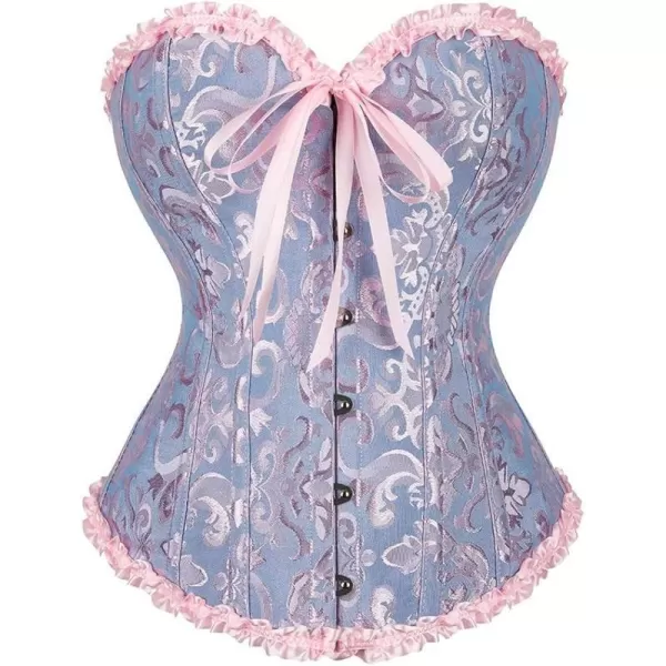 SZIVYSHI Corset Tops for Women Bustier Shapewear Lingerie Lace Waist Push Up BodysuitBlue