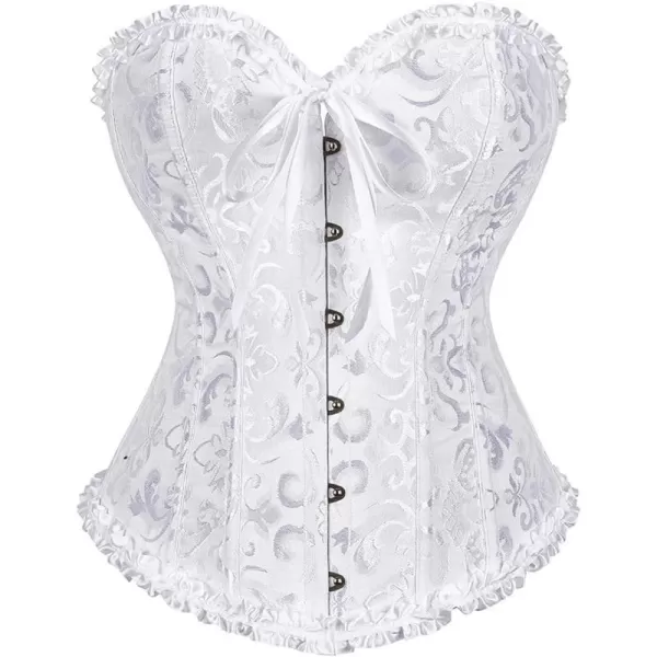 SZIVYSHI Corset Tops for Women Bustier Shapewear Lingerie Lace Waist Push Up BodysuitWhite