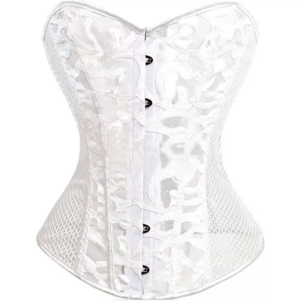 SZIVYSHI Corset Tops for Women Bustier Shapewear Lingerie Lace Waist Push Up BodysuitWhite 7473
