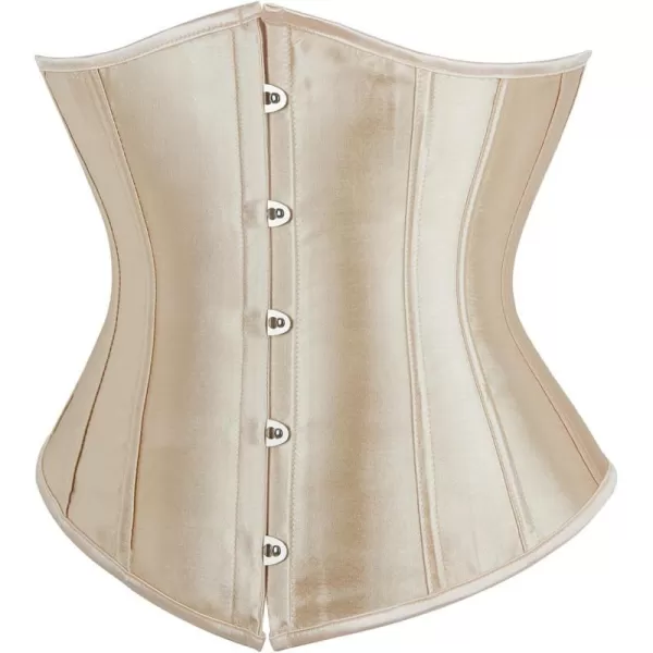 SZIVYSHI Underbust Corset  Corsets for Women  Waist Cincher Shaper Boned Satin Lace Up Vintage Bustier TopBeige 1