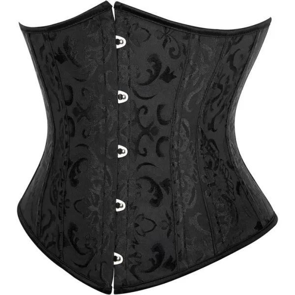 SZIVYSHI Underbust Corset  Corsets for Women  Waist Cincher Shaper Boned Satin Lace Up Vintage Bustier TopBlack 1