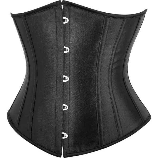 SZIVYSHI Underbust Corset  Corsets for Women  Waist Cincher Shaper Boned Satin Lace Up Vintage Bustier TopBlack