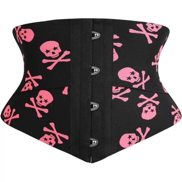 SZIVYSHI Underbust Corset  Corsets for Women  Waist Cincher Shaper Boned Satin Lace Up Vintage Bustier TopBlackpink 70555