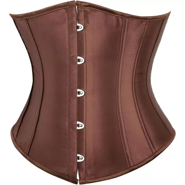 SZIVYSHI Underbust Corset  Corsets for Women  Waist Cincher Shaper Boned Satin Lace Up Vintage Bustier TopBrown