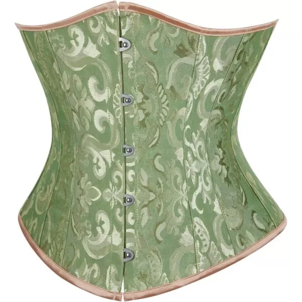 SZIVYSHI Underbust Corset  Corsets for Women  Waist Cincher Shaper Boned Satin Lace Up Vintage Bustier TopGreen