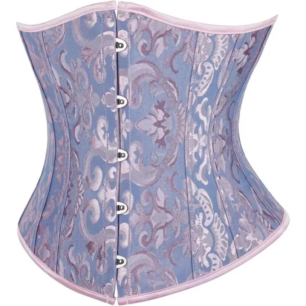 SZIVYSHI Underbust Corset  Corsets for Women  Waist Cincher Shaper Boned Satin Lace Up Vintage Bustier TopPink amp Blue