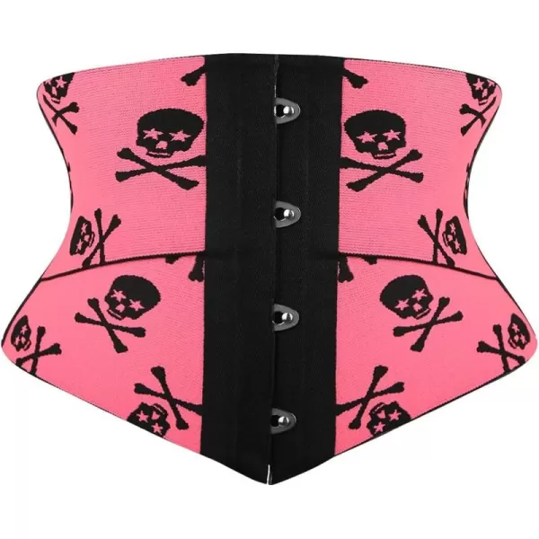 SZIVYSHI Underbust Corset  Corsets for Women  Waist Cincher Shaper Boned Satin Lace Up Vintage Bustier TopPinkblack 70555