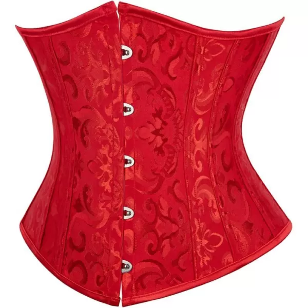 SZIVYSHI Underbust Corset  Corsets for Women  Waist Cincher Shaper Boned Satin Lace Up Vintage Bustier TopRed 1