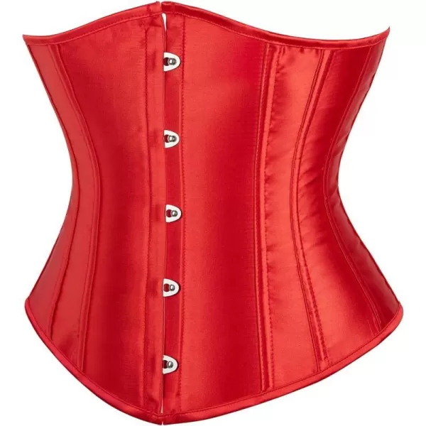 SZIVYSHI Underbust Corset  Corsets for Women  Waist Cincher Shaper Boned Satin Lace Up Vintage Bustier TopRed