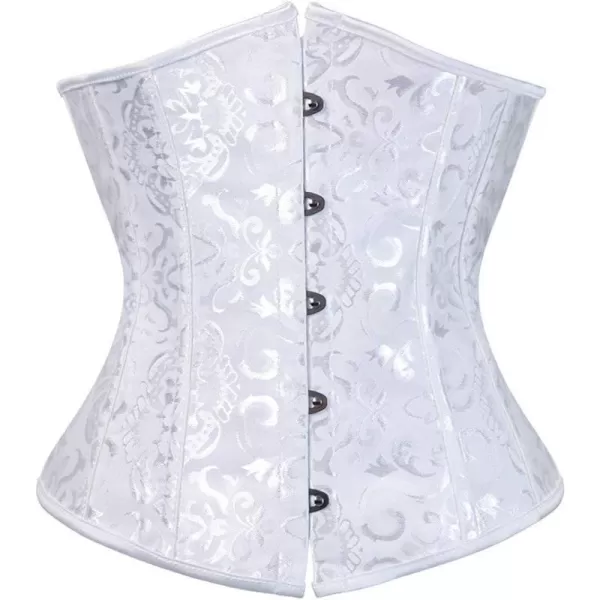 SZIVYSHI Underbust Corset  Corsets for Women  Waist Cincher Shaper Boned Satin Lace Up Vintage Bustier TopWhite 1