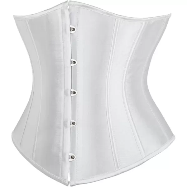 SZIVYSHI Underbust Corset  Corsets for Women  Waist Cincher Shaper Boned Satin Lace Up Vintage Bustier TopWhite