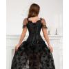 imageSZIVYSHI Corset Tops for Women with Sleeves  Steel Bones Bustier Overbust Lace Up Bodice LingerieBlack