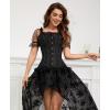 imageSZIVYSHI Corset Tops for Women with Sleeves  Steel Bones Bustier Overbust Lace Up Bodice LingerieBlack