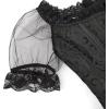 imageSZIVYSHI Corset Tops for Women with Sleeves  Steel Bones Bustier Overbust Lace Up Bodice LingerieBlack