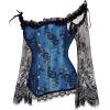 imageSZIVYSHI Corset Tops for Women with Sleeves Bustier Overbust Lace Up Bodice Lingerie Vintage Steampunk Strapless ShirtBlue