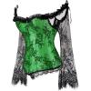imageSZIVYSHI Corset Tops for Women with Sleeves Bustier Overbust Lace Up Bodice Lingerie Vintage Steampunk Strapless ShirtGreen