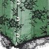 imageSZIVYSHI Corset Tops for Women with Sleeves Bustier Overbust Lace Up Bodice Lingerie Vintage Steampunk Strapless ShirtGreen