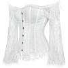 imageSZIVYSHI Corset Tops for Women with Sleeves Bustier Overbust Lace Up Bodice Lingerie Vintage Steampunk Strapless ShirtWhite