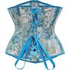 imageSZIVYSHI Floral Corset Tops for Women Strapless Underbust Lace Up Bodice LingerieBlue
