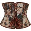 imageSZIVYSHI Floral Corset Tops for Women Strapless Underbust Lace Up Bodice LingerieBrown