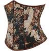 imageSZIVYSHI Floral Corset Tops for Women Strapless Underbust Lace Up Bodice LingerieBrown