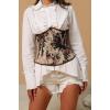 imageSZIVYSHI Floral Corset Tops for Women Strapless Underbust Lace Up Bodice LingerieBrown