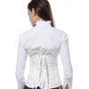 imageSZIVYSHI Underbust Corset for Women Satin Top Lace Up Waist Waspie Jacquard Plastic Bones Gothic CorsetteWhite 1
