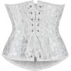 imageSZIVYSHI Underbust Corset for Women Satin Top Lace Up Waist Waspie Jacquard Plastic Bones Gothic CorsetteWhite