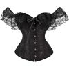 imageSZIVYSHI Corset Tops for Women with Sleeves  Bustier Overbust Lace Up Bodice Lingerie Shit  Size S
