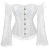 imageSZIVYSHI Corset Tops for Women with Sleeves Bustier Overbust Lace Up Bodice Lingerie Vintage Steampunk Strapless ShirtWhite