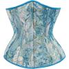 imageSZIVYSHI Floral Corset Tops for Women Strapless Underbust Lace Up Bodice LingerieBlue