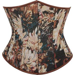 imageSZIVYSHI Floral Corset Tops for Women Strapless Underbust Lace Up Bodice LingerieBrown
